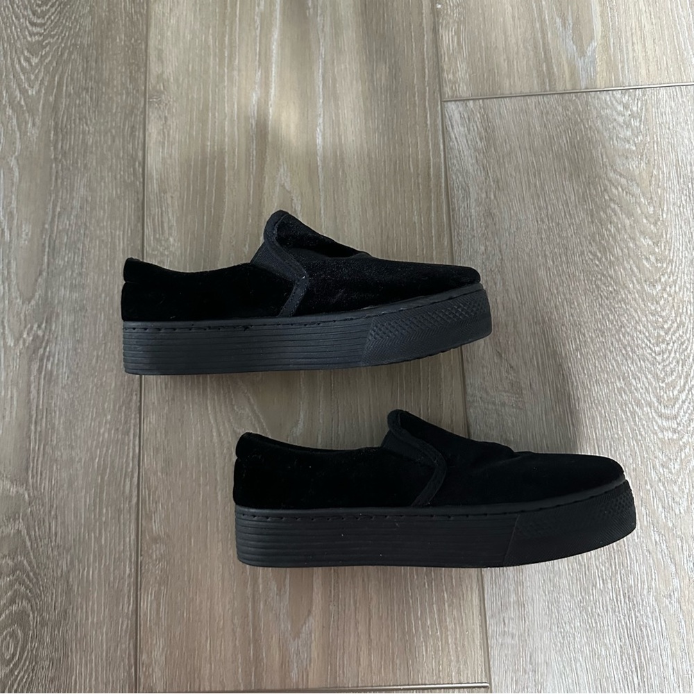 Black Platform Slip-On Shoes